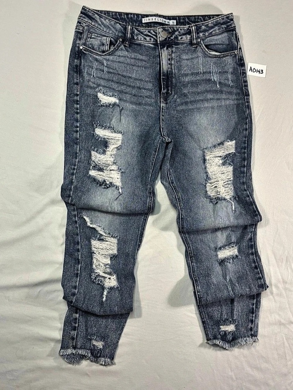 Tinseltown Distressed Skinny Jeans in Blue Waist 13
